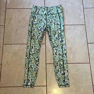 Kensie Floral Print Leggings - Blue and Yellow